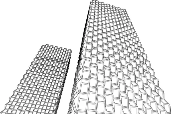 Papier Peint Architectural Abstrait Design Bâtiment Élevé Fond Concept Numérique — Image vectorielle