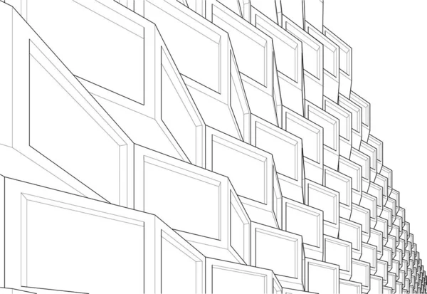 Abstraktní Architektonické Tapety Vysoká Budova Design Digitální Koncept Pozadí — Stockový vektor