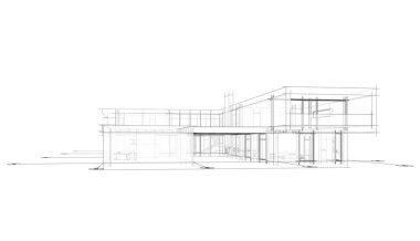 Binanın mimari 3d çizim çizim ev