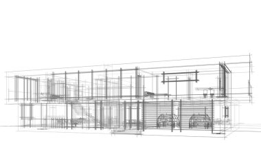 Binanın mimari 3d çizim çizim ev