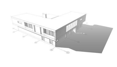 Binanın mimari 3d çizim çizim ev