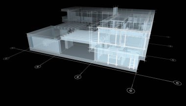 Binanın mimari 3d çizim çizim ev