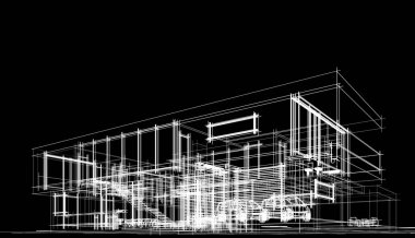 Binanın mimari 3d çizim çizim ev