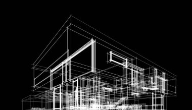 Binanın mimari 3d çizim çizim ev