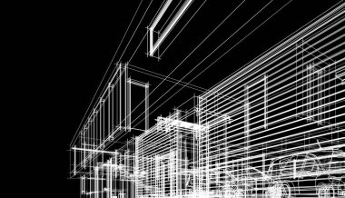 Binanın mimari 3d çizim çizim ev