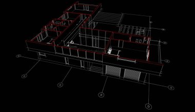 Binanın mimari 3d çizim çizim ev