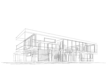 Binanın mimari 3d çizim çizim ev