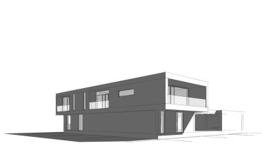 Binanın mimari 3d çizim çizim ev