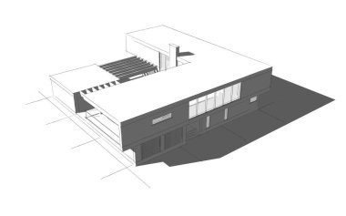 Binanın mimari 3d çizim çizim ev