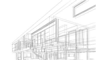 Binanın mimari 3d çizim çizim ev