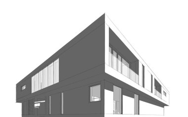 Binanın mimari 3d çizim çizim ev