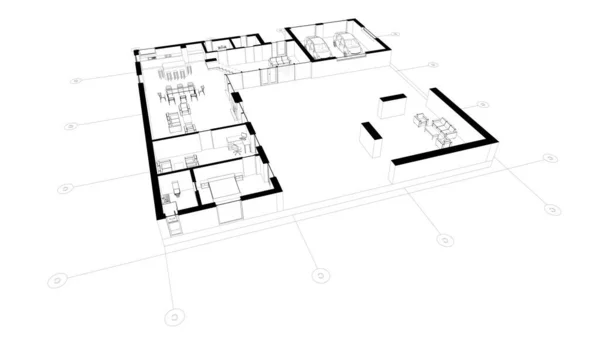 Архитектурный Рисунок Дома — стоковое фото