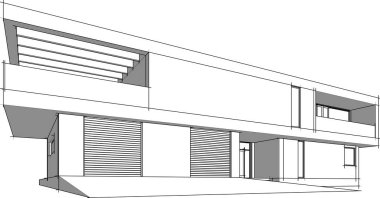 Binanın mimari 3d çizim çizim ev