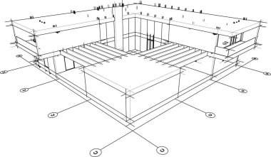 Binanın mimari 3d çizim çizim ev