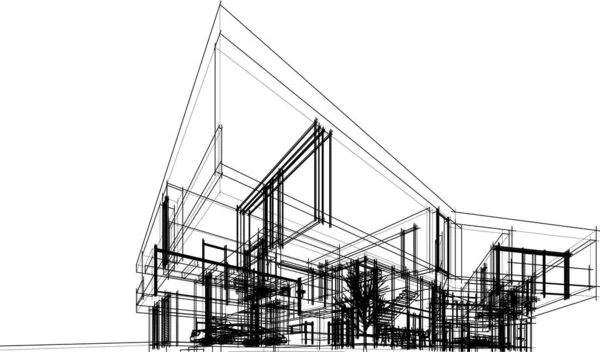 Rysunek Architektoniczne Budownictwo Mieszkaniowe — Wektor stockowy