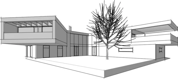 房子大厦建筑图画3D — 图库矢量图片