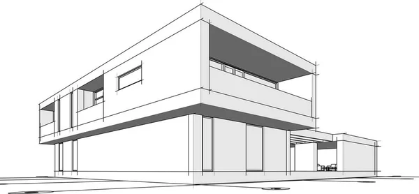 Будівництво Будинку Архітектурний Малюнок Ілюстрація — стоковий вектор