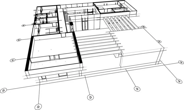 Архитектурный Рисунок Дома — стоковый вектор