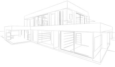 Binanın mimari 3d çizim çizim ev