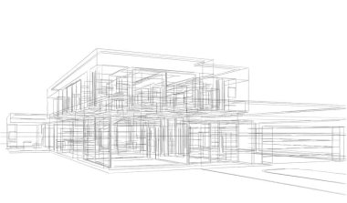 Binanın mimari 3d çizim çizim ev