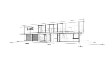 House building architectural drawing 3d animation