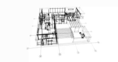 House building architectural drawing 3d animation