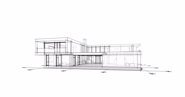 House Building Architectural Drawing Animation — Stock video