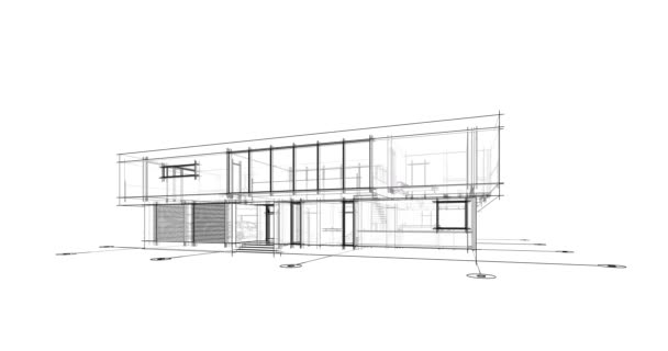 House Building Architectural Drawing Animation — Stockvideo