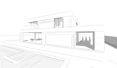 Binanın mimari 3d çizim çizim ev