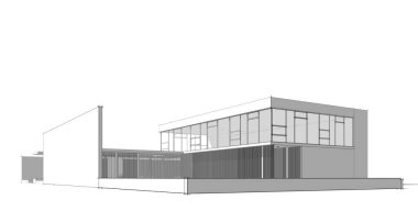 Binanın mimari 3d çizim çizim ev