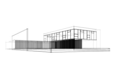 Binanın mimari 3d çizim çizim ev