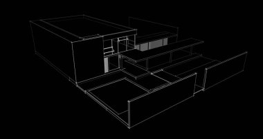 Binanın mimari 3d çizim çizim ev