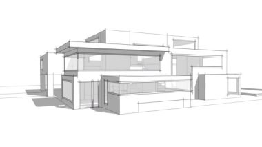 villa, mimari çizim vektörü 3d animasyon