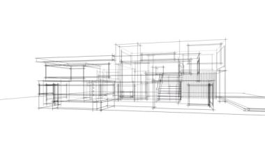 villa, mimari çizim vektörü 3d animasyon