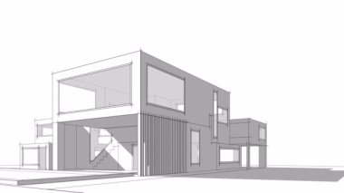 villa, mimari çizim vektörü 3d animasyon