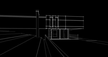 villa, mimari çizim vektörü 3d animasyon