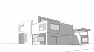villa, mimari çizim vektörü 3d animasyon