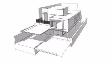 villa, mimari çizim vektörü 3d animasyon