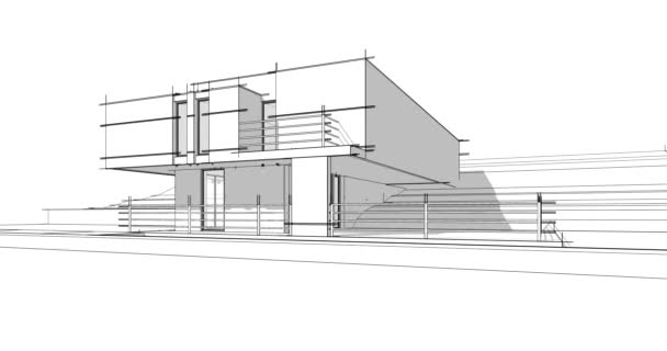 Villa Edificio Dibujo Arquitectónico Vector Animación — Vídeo de stock