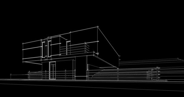 Villa Edificio Dibujo Arquitectónico Vector Animación — Vídeo de stock