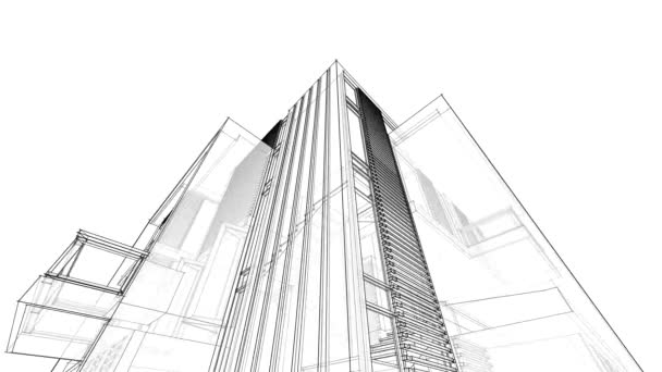 Futuristiska Stad Skyskrapor Bakgrund Vektor Animation — Stockvideo