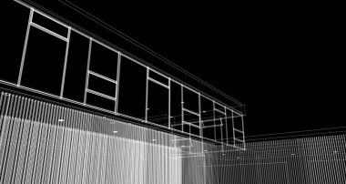 Binanın mimari 3d çizim çizim ev