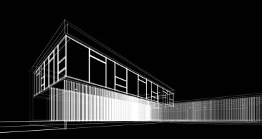 Binanın mimari 3d çizim çizim ev