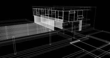 Binanın mimari 3d çizim çizim ev