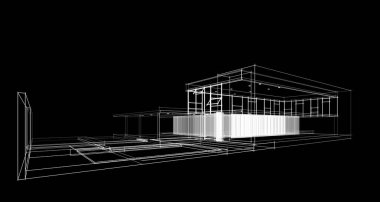 Binanın mimari 3d çizim çizim ev