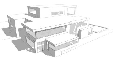 Binanın mimari 3d çizim çizim ev