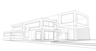 Binanın mimari 3d çizim çizim ev