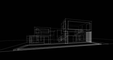 Binanın mimari 3d çizim çizim ev