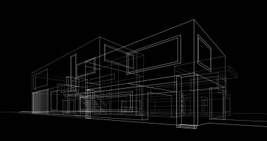 Binanın mimari 3d çizim çizim ev