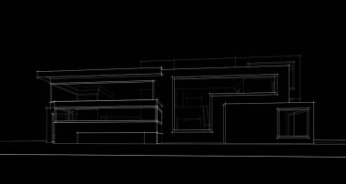 Binanın mimari 3d çizim çizim ev